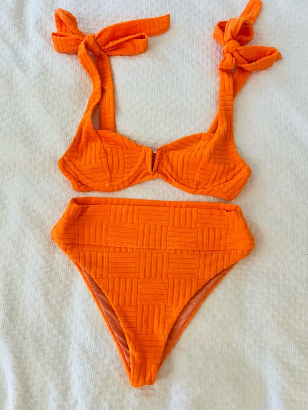 Beach Riot Blood Orange Terry High-Waist Bikini Set - Picture 3 of 8